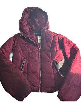 Ambiance Outerwear Women Puffer Jacket Size S Color Red Burgundy NEW With Tags